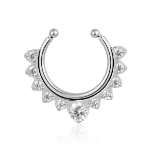 ASTM F-136 Titanium With Zircon Clicker Nose Hoop 20G / 18G / 16G