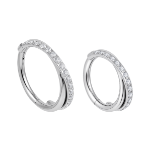 Golden Starry ASTM F-136 Titanium With 5A Zircon Clicker Nose Hoop 20G / 18G / 16G