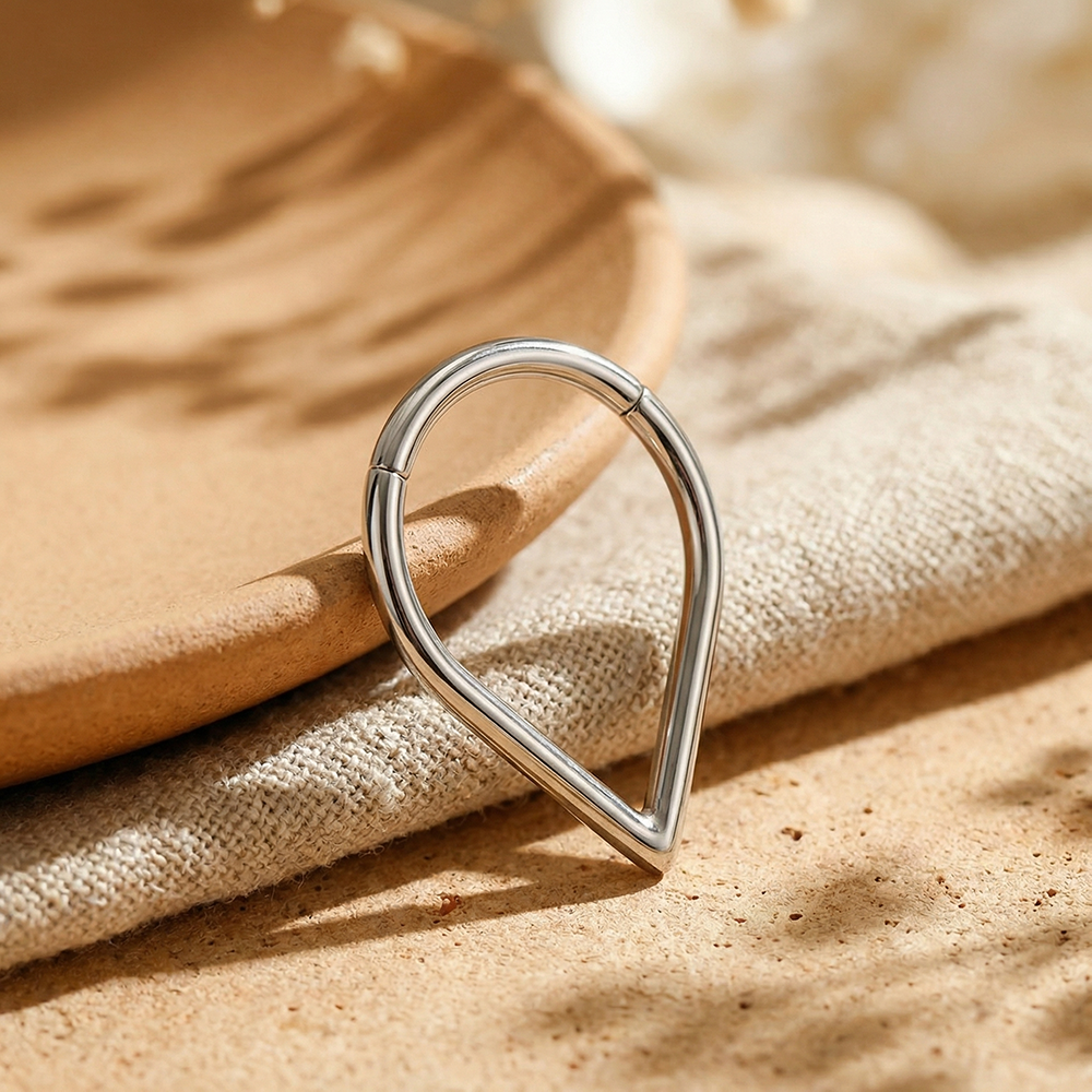 4 Golden Starry ASTM F-136 Titanium Teardrop-shaped Nose Ring Clicker - Image 5