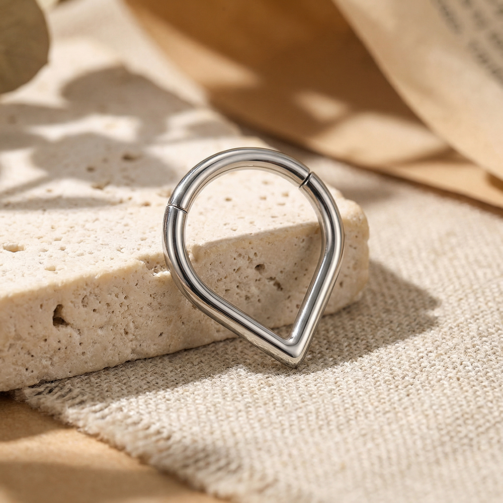 5 Golden Starry ASTM F-136 Titanium Teardrop-shaped Nose Ring Clicker - Image 6