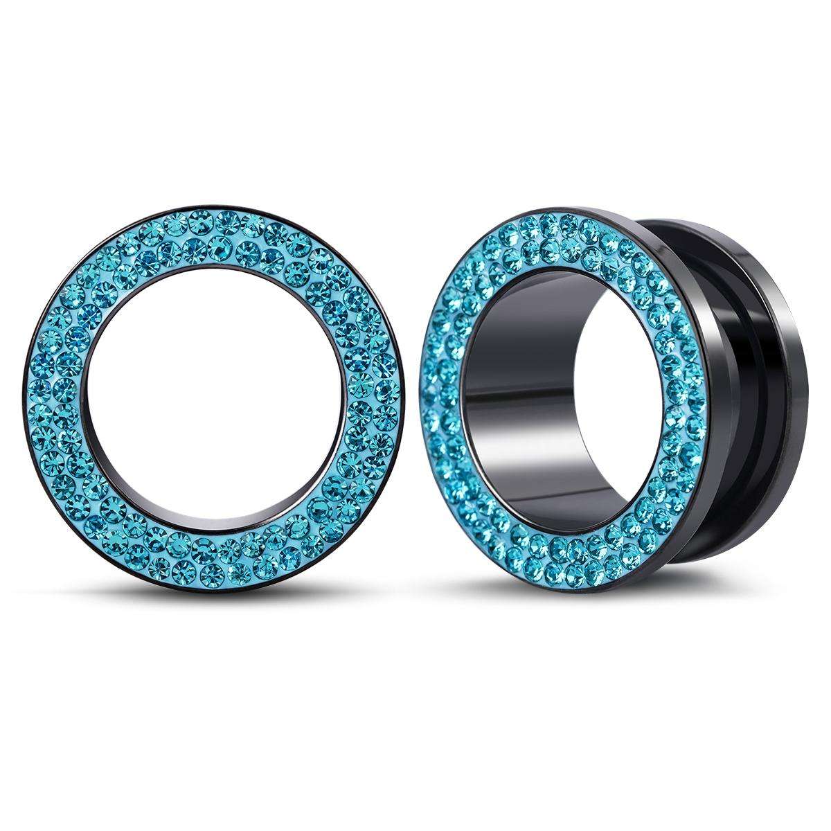 steel multicolour crystal ear plug flesh tunnel 8g ( 3mm ) 1" ( 25mm ) gauge expander stretcher screw fit steel multicolour crystal ear plug flesh tunnel 8g ( 3mm ) 1" ( 25mm ) gauge expander stretcher screw fit