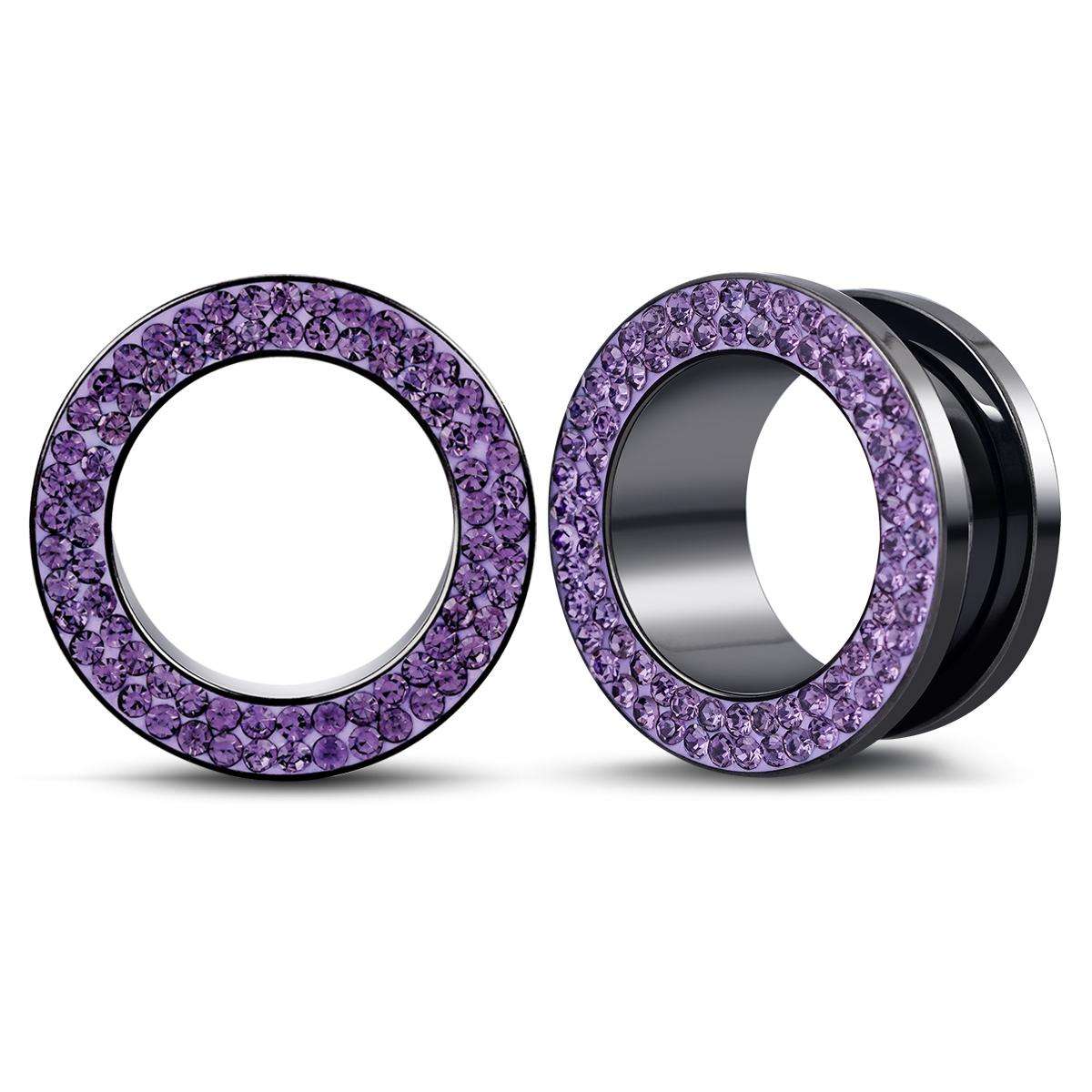 steel multicolour crystal ear plug flesh tunnel 8g ( 3mm ) 1" ( 25mm ) gauge expander stretcher screw fit steel multicolour crystal ear plug flesh tunnel 8g ( 3mm ) 1" ( 25mm ) gauge expander stretcher screw fit