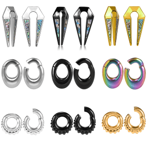 316L Stainless steel Round Shape  Ear Tunnel Plugs Silvery Ear Gauge Expanders Punk Earring Piercing Jewelry